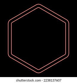Neon hexagon shape element red color vector illustration image flat style light