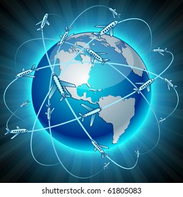 Neon high-detailed Communication Earth. Vector.