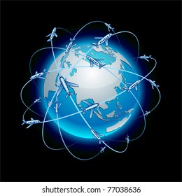 Neon high-detailed Communication Earth. Vector.