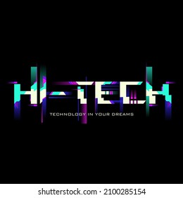neon hi-tech typography with effects for design, background and embed