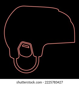 Neon hockey helmet red color vector illustration image flat style light