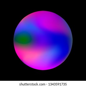 Neon holographic circle on dark background.