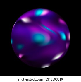 Neon holographic circle on dark background.