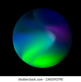 Neon holographic circle on dark background.
