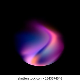 Neon holographic circle on dark background.