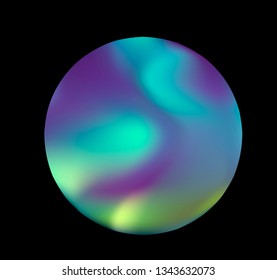 Neon holographic circle on dark background.
