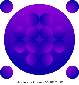 Neon holographic circle. Vector 80s Retro Style Striped. Minimal vaporwave / synthwave style Shape. Neon circle with pink and purple gradient on the white background.