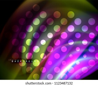Neon holographic fluid color wave for web, wallpaper, pattern, texture and background. Vector illustration