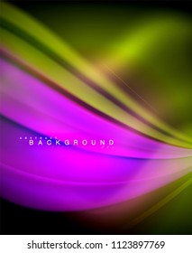 Neon holographic fluid color wave for web, wallpaper, pattern, texture and background. Vector illustration