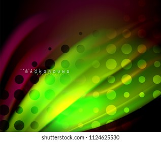 Neon holographic fluid color wave for web, wallpaper, pattern, texture and background. Vector illustration