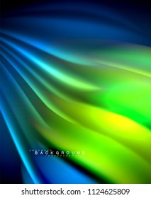 Neon holographic fluid color wave for web, wallpaper, pattern, texture and background. Vector illustration