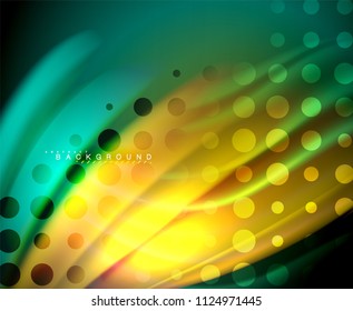 Neon holographic fluid color wave for web, wallpaper, pattern, texture and background. Vector illustration