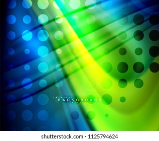 Neon holographic fluid color wave for web, wallpaper, pattern, texture and background. Vector illustration