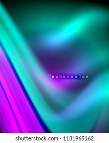 Neon holographic fluid color wave for web, wallpaper, pattern, texture and background. Vector illustration