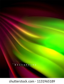 Neon holographic fluid color wave for web, wallpaper, pattern, texture and background. Vector illustration