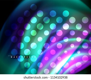 Neon holographic fluid color wave for web, wallpaper, pattern, texture and background. Vector illustration