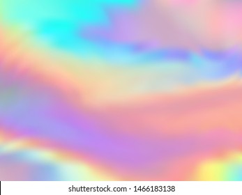 Neon holographic paper fluid gradient backdrop. luminous pastel rainbow unicorn background. Polar lights liquid colors background. Modern blurred splash holographic vector wrapping paper.