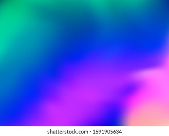 Neon holographic paper fluid gradient backdrop. Hipster iridescent mermaid background. Liquid colors explosion background. Lucent blurred splash holographic vector wrapping paper.