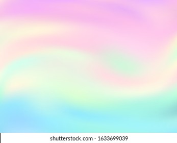 Neon Holographic Paper Fluid Gradient Backdrop. Ombre Pastel Rainbow Unicorn Background. Liquid Colors Neon Background. Fluorescent Blurred Splash Holographic Vector Wrapping Paper.