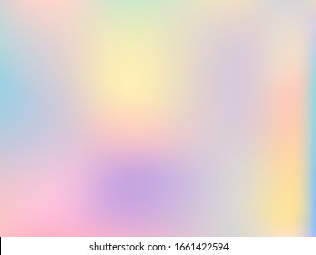 Neon holographic paper fluid gradient backdrop. Simple pastel rainbow unicorn background. Polar lights liquid colors background. Colorful blurred splash holographic vector wrapping paper.