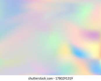 Neon holographic paper fluid gradient backdrop. Bright pastel rainbow unicorn background. Hologram colors liquid background. Fluorescent blurred splash holographic vector wrapping paper.