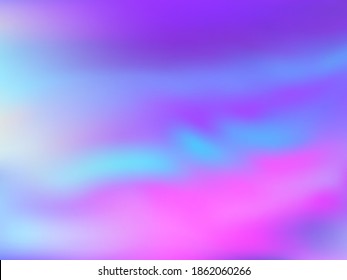 Neon holographic paper fluid gradient backdrop. Refulgent blue purple ultraviolet background. Liquid colors neon background. Liquid blurred splash holographic vector wrapping paper.