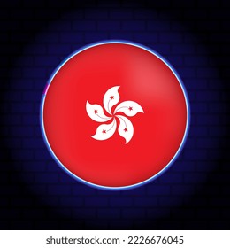 Neon Hong Kong flag. Vector illustration.