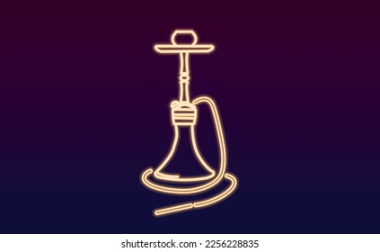 Neon hookah. Concept art for shisha bar, lounge bar. Nightclub business card idea. Neon tubes form a hookah.
