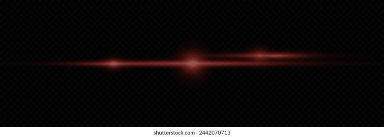 Neon horizontal flare and light. Light line.