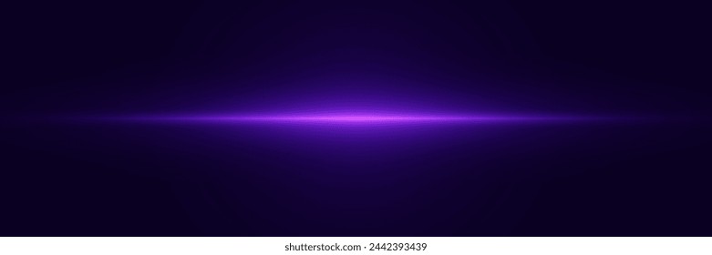 Neon horizontal flare and light. Light line.