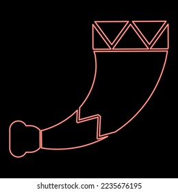 Neon horn viking red color vector illustration image flat style light