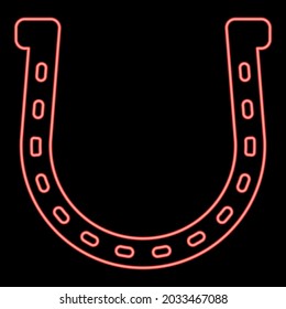 Neon horseshoe red color vector illustration flat style image