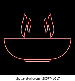 Neon hot dish icon black color in circle outline vector illustration red color vector illustration flat style light image
