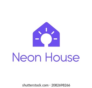 Neon house logo icon vector