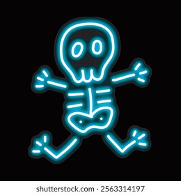 neon human bones isolated on black background. human bones icon with glowing neon lines. Vector illustration.