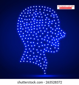 Neon human head. Vector illustration. Eps 10
