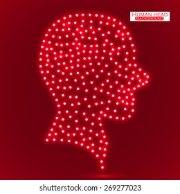 Neon human head. Vector illustration. Eps 10