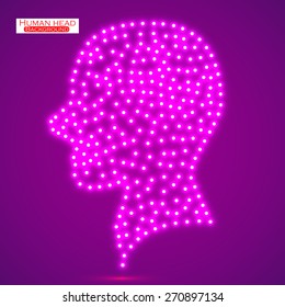 Neon human head. Vector illustration. Eps 10