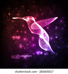 Neon hummingbird, abstract lights vector backgrounds eps10