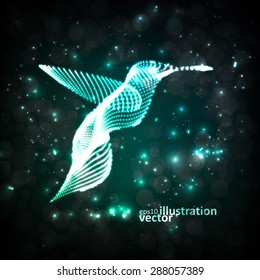 Neon hummingbird, abstract lights vector backgrounds eps10