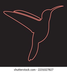 Neon hummingbird red color vector illustration image flat style light