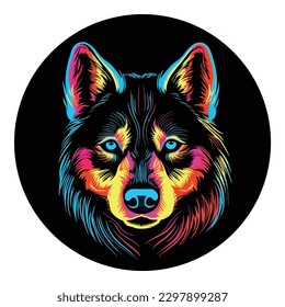 Neon Husky Flat Icon Isolated On White Background