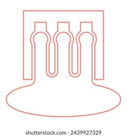 Neon hydro dam hydroelectric water power station hydropower energy technology plant powerhouse red color vector illustration image flat style