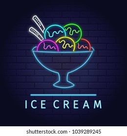 Neon Ice Cream Light Banner