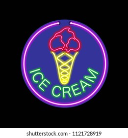 Neon ice cream sign.