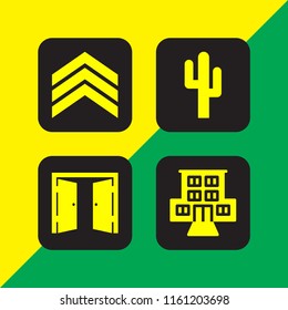 neon icon. 4 neon set with motel, exit, arrow and cactus vector icons for web and mobile app