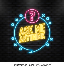 Neon Icon. Ask me anything. AMA session concept. Vector illustration.