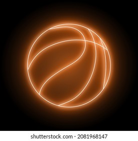 Neon Icon Basketball. Sports Neon Illustration. 