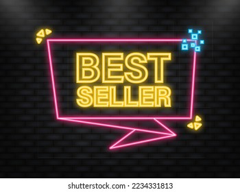 Neon Icon. Best seller red banner on white background. Vector illustration