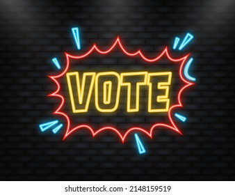 Neon Icon. Cartoon banner. Vote sign vector design template. Giveaway banner. Game sign. Arrow icon. Geometric art
